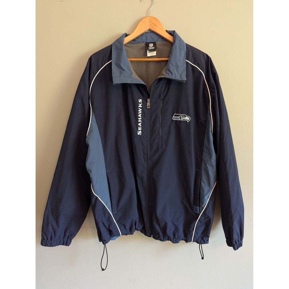 NFL Team Apparel Seattle Seahawks Fleece Lined Windbreaker Jacket Navy 2XL
